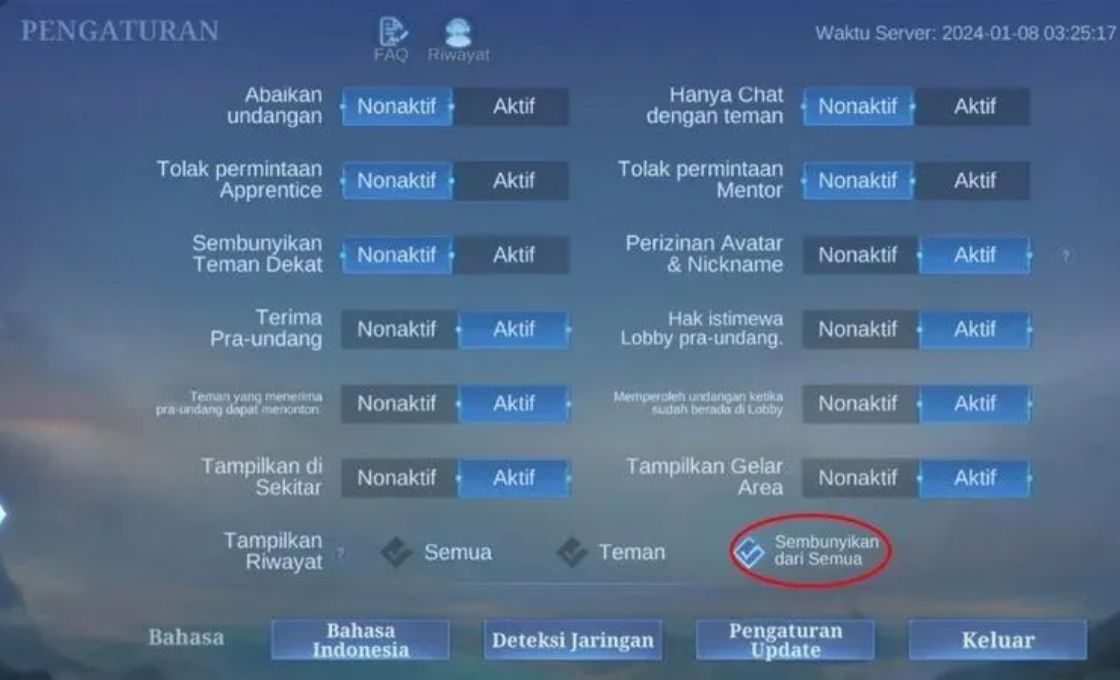Hide History Match MLBB